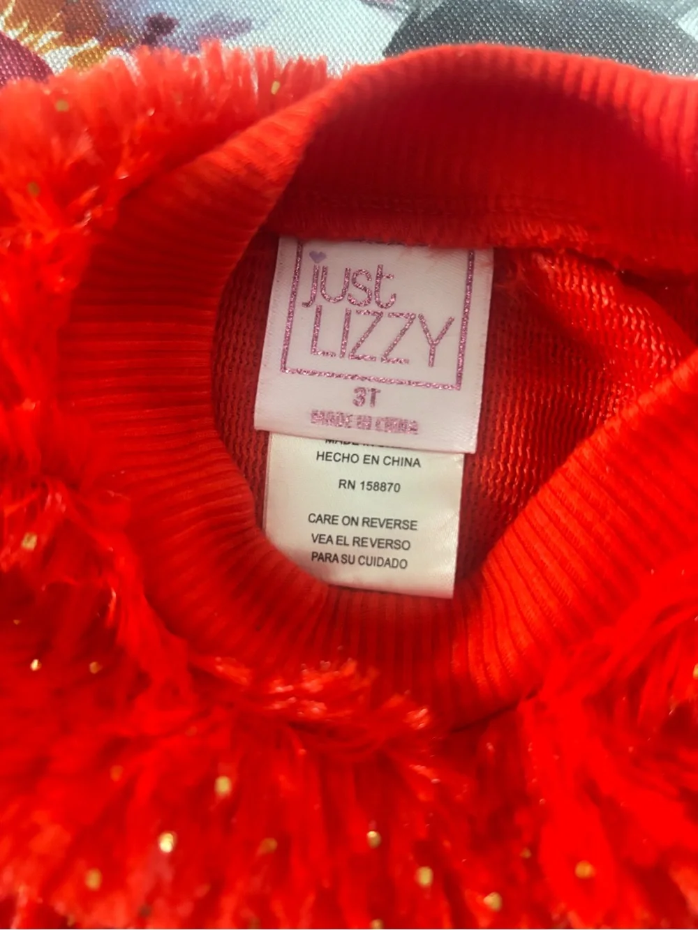 Red Fuzzy Sparkle Girls Sweater - Red and Green Plaid Pants